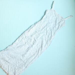 Vintage 80s Gunne Sax Jessica McLintock Blue Lace Silver Glitter Gown Cinderella